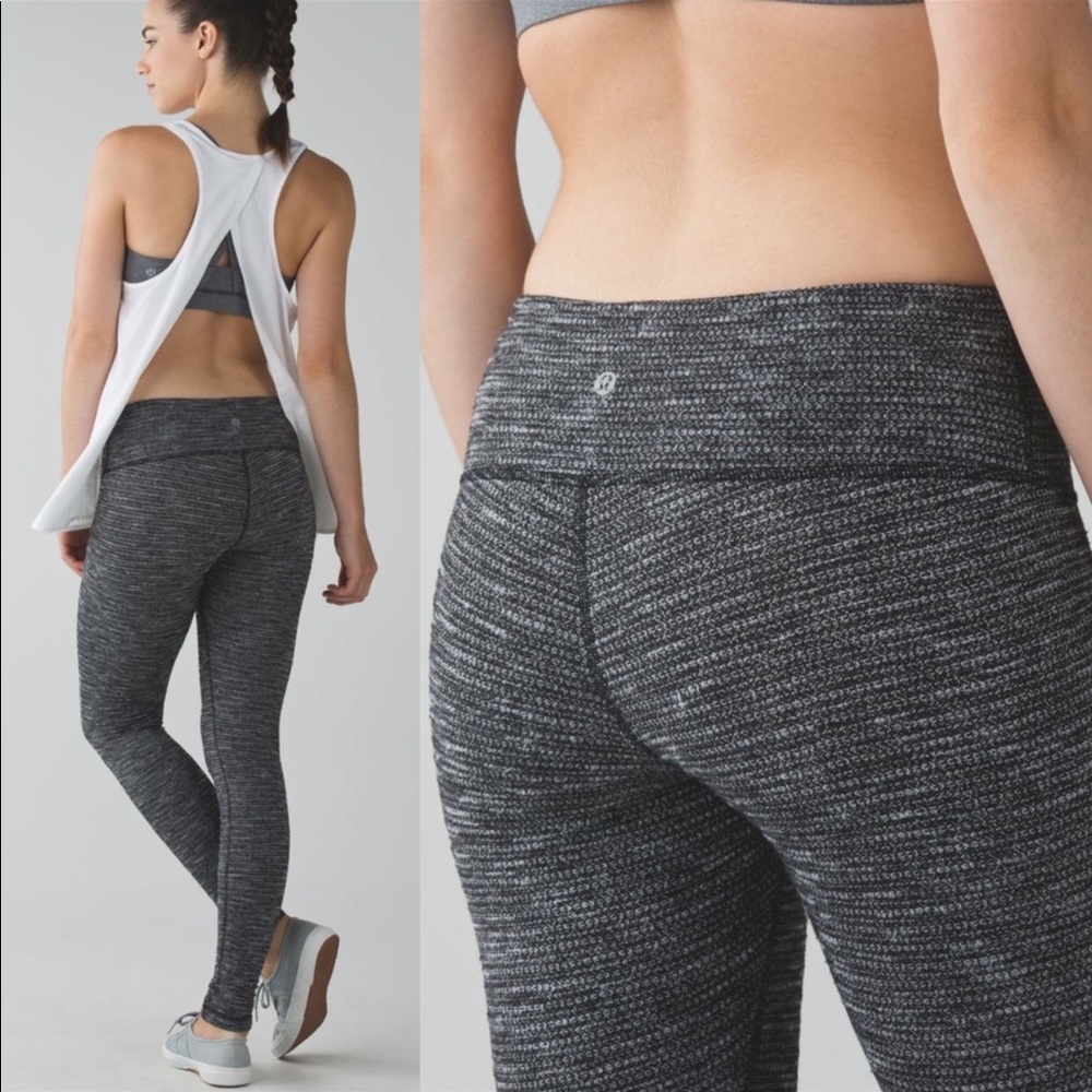 LULULEMON Gray Herringbone Heathered Wunder Under Coco pique